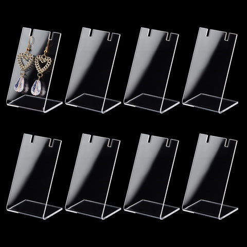 PH PandaHall 10pcs Single Pair Earring Holder L-Shape Jewelry Displays Marketing Holders Acrylic Necklace Stand for Jewelry Dangling Slant Back Display 1.3x1.7x3â€