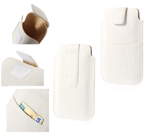 DFV mobile - Synthetic leather cover adhesive fabric closure front pocket for ONYX BOOX PALMA (2023) - White