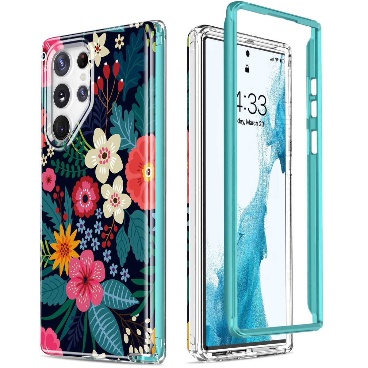 Esdot for Samsung Galaxy S23 Ultra Case,Military Grade Passing 21ft Drop Test,Rugged Cover with Fashion Designs for Women Girls,Protective Phone Case for Galaxy S23 Ultra 6.8" Blooming Flowers