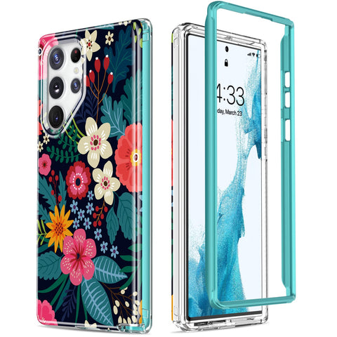Esdot for Samsung Galaxy S23 Ultra Case,Military Grade Passing 21ft Drop Test,Rugged Cover with Fashion Designs for Women Girls,Protective Phone Case for Galaxy S23 Ultra 6.8" Blooming Flowers