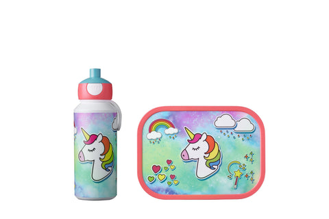 Mepal - Lunch Set Campus - Lunch Set for Children with Pop-Up Drink Bottle & Lunch Box - Lunch Set for School or On The Go - BPA-Free - 400 ml + 750 ml - Unicorn