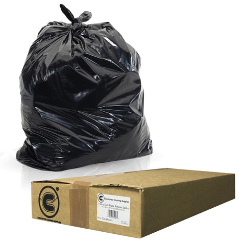 DCS 200 Large Black Bin Bags Heavy Duty for Household Garbage Capacity 80L-Strong Black Refuse Sacks-Black Bin Liners for Everyday use, Office, Kitchen, Restaurant-Rubbish Garbage Bags 45x72x97cm