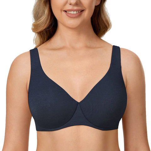 DELIMIRA Women's Plus Size Bras Minimizer Underwire Full Coverage Unlined Seamless Cup Sapphire Heather 36B