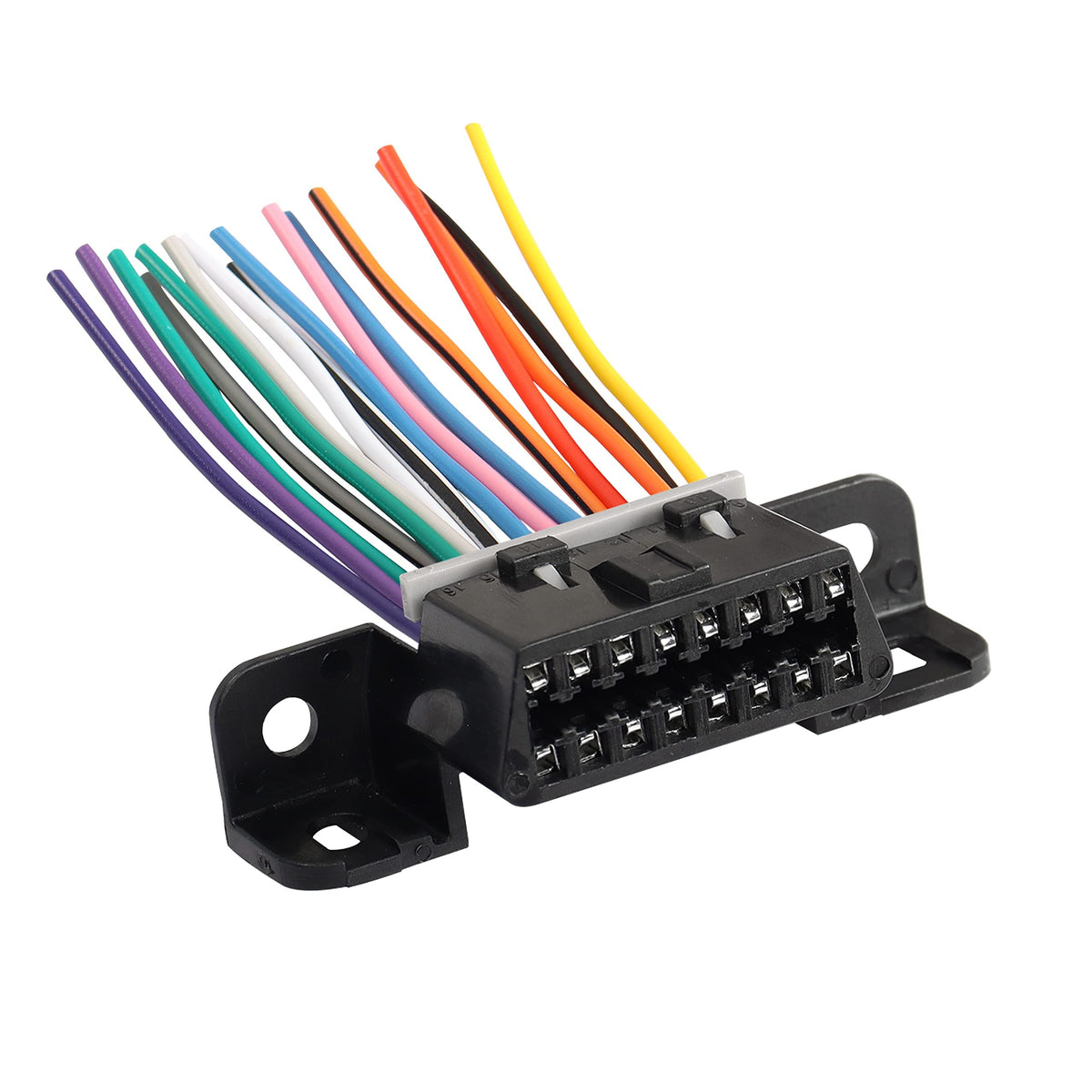 16 Pin OBD2 Female Connector Extension Cable,OBD2 Fixed Harness Assembled Plug Dash Port Wires,E-Car Connection with Colorful Cables for Car Diagnostic