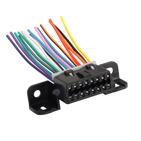 16 Pin OBD2 Female Connector Extension Cable,OBD2 Fixed Harness Assembled Plug Dash Port Wires,E-Car Connection with Colorful Cables for Car Diagnostic