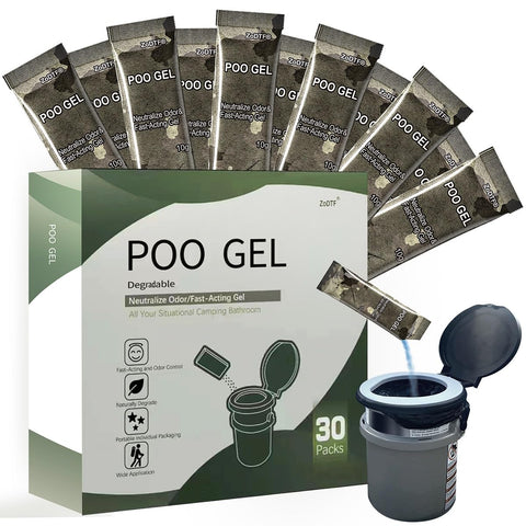 ZODTF Camping Toilet Poo Gel Powder?30 Portable Toilet Absorbent Urine Gel for Potty Bags and Potty Toilets, Outdoor Bathroom Recreation Supplies for Adults Backpacking Car Camp and Hiking
