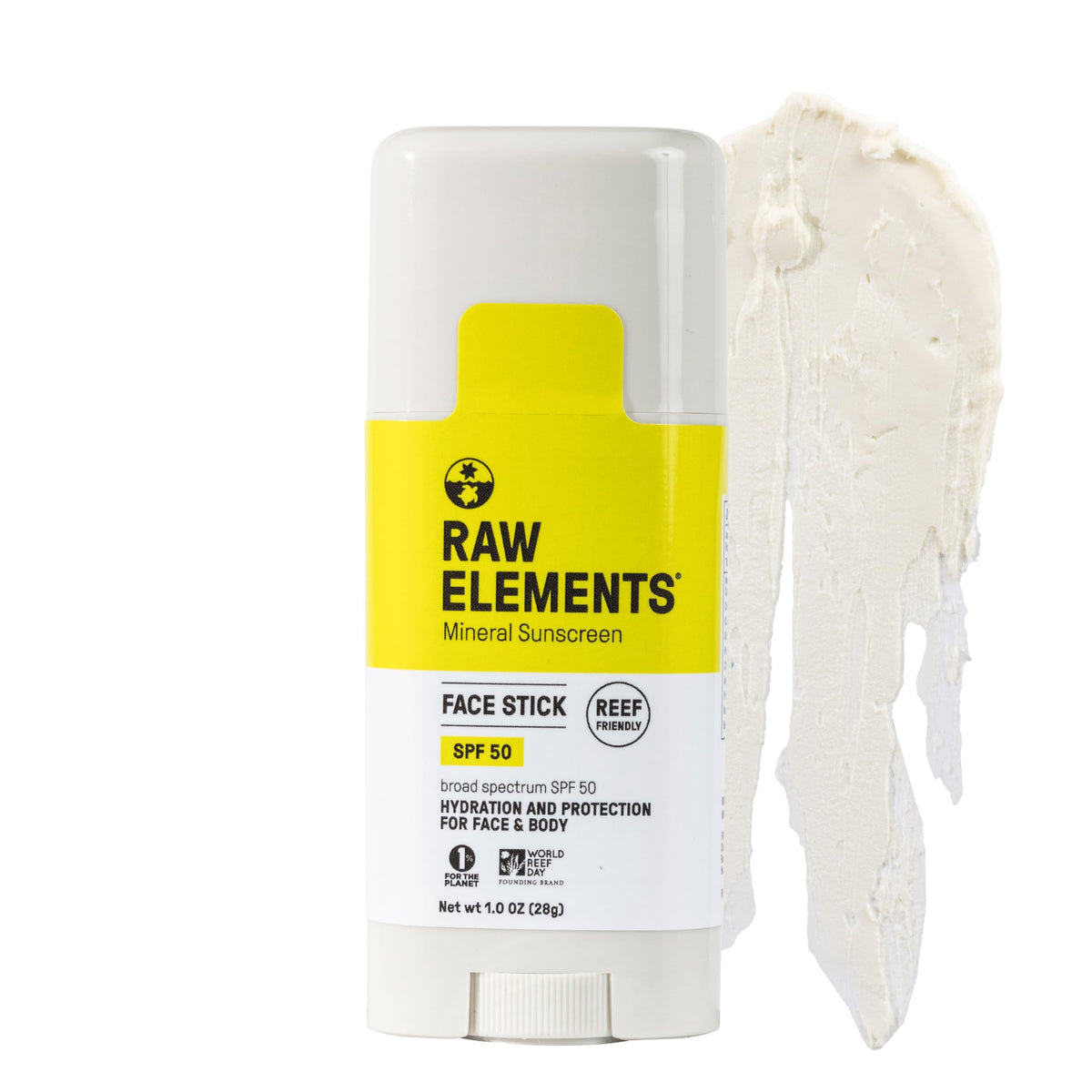 Raw Elements Face Stick SPF 50 All-Natural Mineral Sunscreen - Reef Safe, Water Resistant, Cruelty Free, Moisturizing, Broad-Spectrum UVA/UVB Protection, for All Ages, Bio-Resin Tube, 1oz