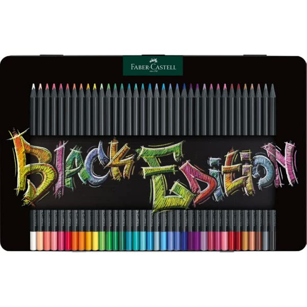 Faber-Castell Black Edition Flat Colour Pencils in Tin Case 36-Pieces