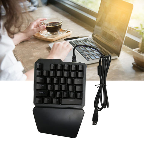 Naroote One Handed Keyboard 35 Keys USB Wired RGB Backlit Blue Switch Ergonomic Half Keyboard Mini Keyboard Gaming Keypads for Gaming Office Work