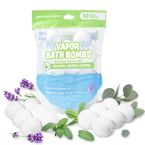 Tub WorksÃƒÆ’Ã†â€™ÃƒÂ¢Ã¢â€šÂ¬Ã…Â¡ÃƒÆ’Ã¢â‚¬Å¡Ãƒâ€šÃ‚Â® Soothing Vapor Bath Bombs, 12 Pack | Infused with Natural Essential Oils | Calming Eucalyptus Bath Bomb with Lavender & Menthol for Sick Day Relief | Relaxing Vapor Bath for Kids