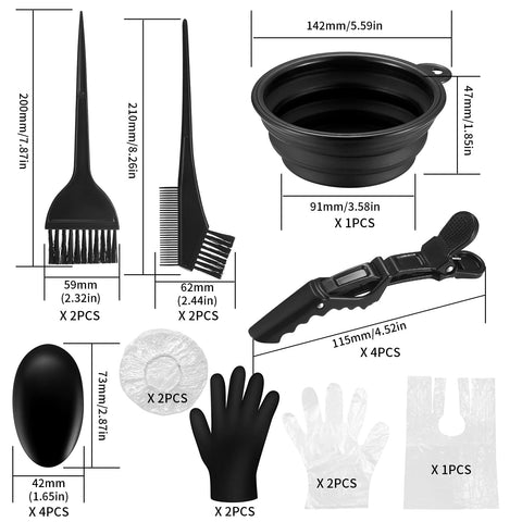 18 Pcs Tools for Hair Colouring Kit, Hair Dying Tools Kit, DIY Beauty Salon Hair Bleaching Tools Kit, Hair Dye Bowl and Brush Kit, including Mixing Bowl, Ear Cover, Hair Shawl, Gloves, Hair Clips