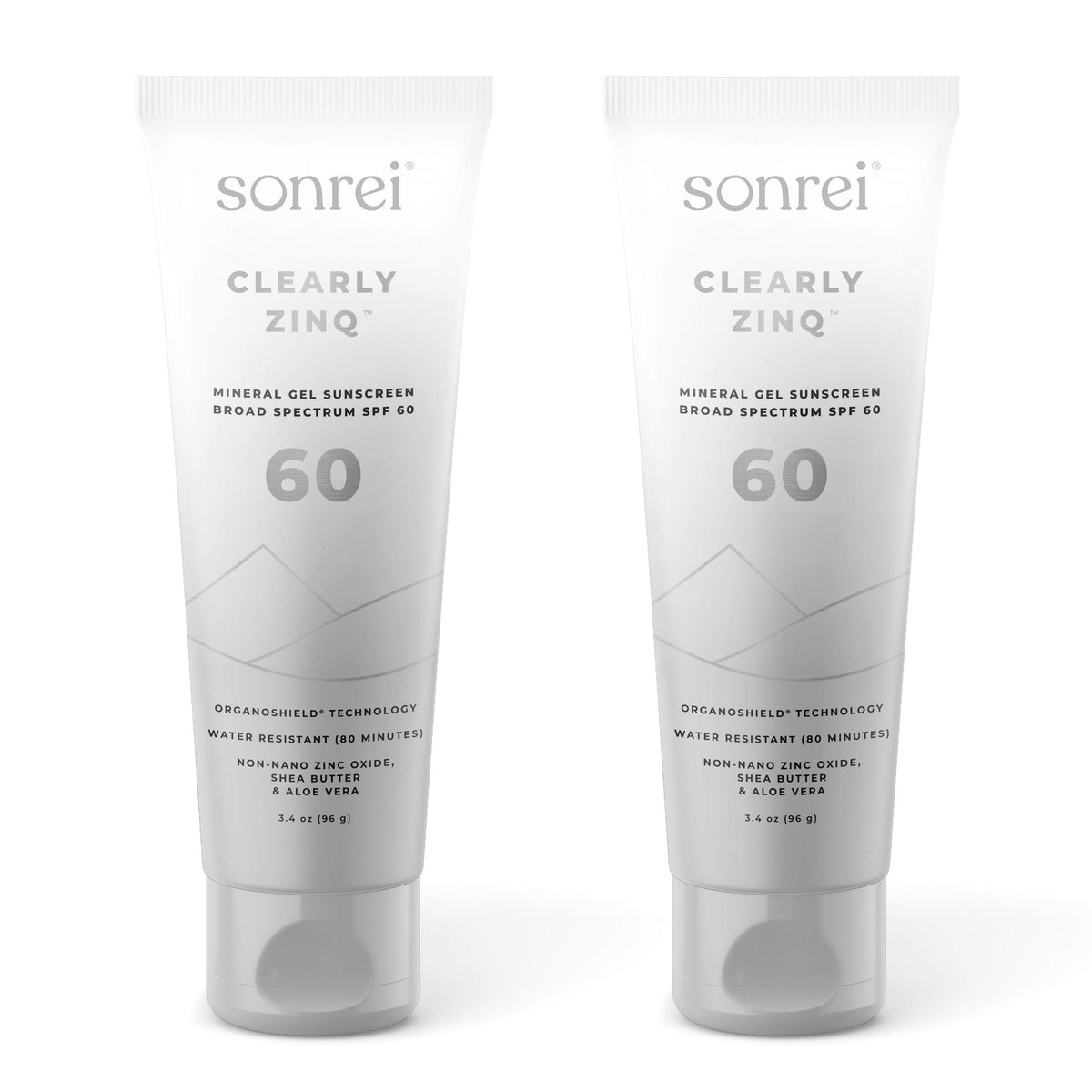 Sonrei Clearly Zinq Mineral Face and Body Zinc Athleisure Sunscreen Gel SPF 60 (3.40 Fl Oz (Pack of 2))