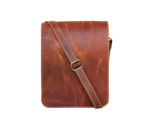 11" small Leather messenger bag shoulder bag cross body vintage messenger bag for women & men satchel man purse competible with Ipad and tablet