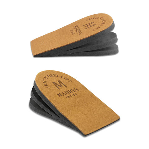 Makryn Heel Lift Cushions Inserts,Height Increase Insoles for Leg Length Discrepancies,Heel Pain,Sports Injuries,and Achilles tendonitis (Brown-1, Medium)