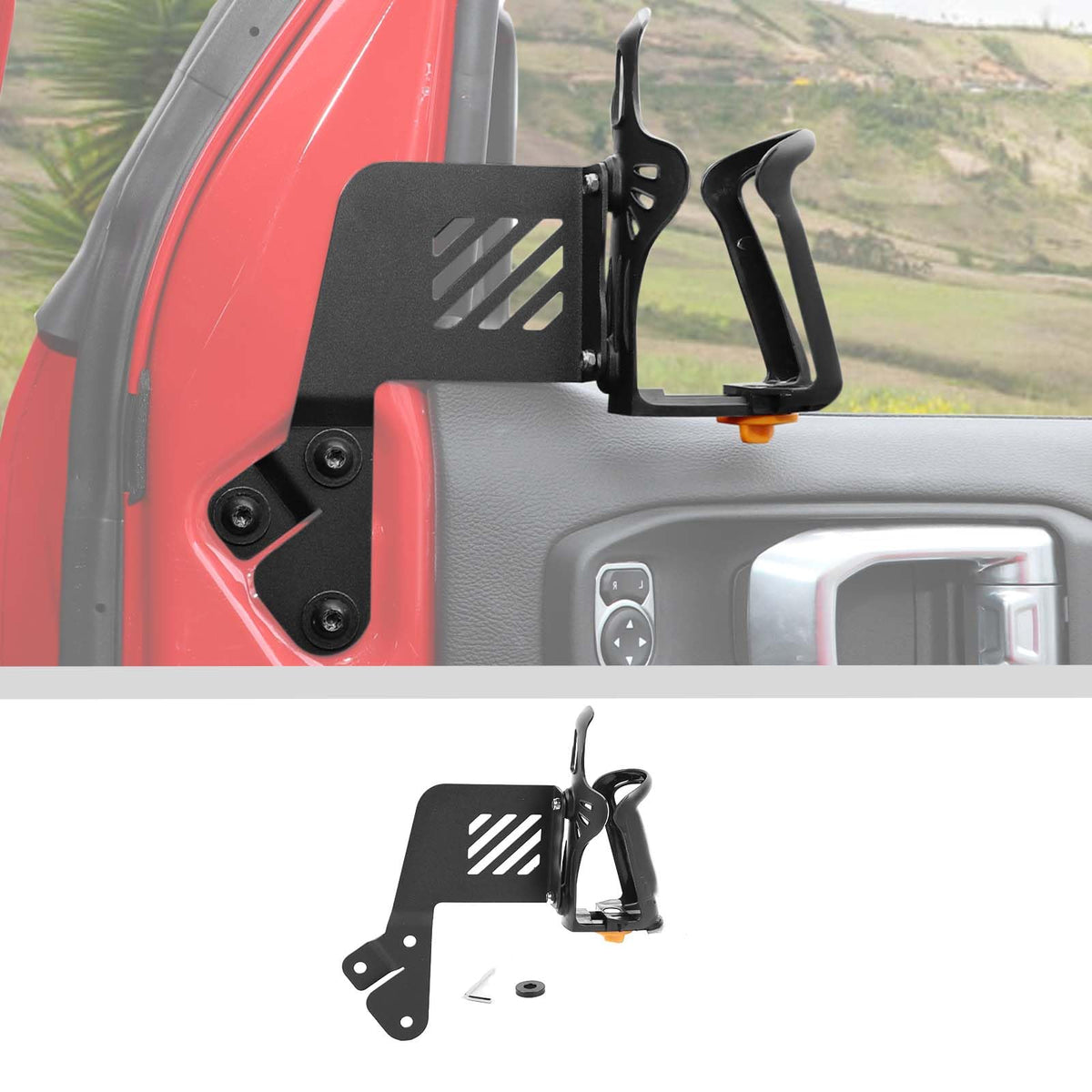 JWWY for Jeep JL Front Door Cup Holder Drink Holder on Driver's Right Side Beverage Rack for 2018-2024+ Jeep Wrangler JL JLU & Gladiator JT Interior Accessories Alloy