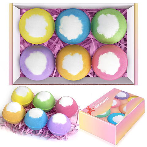 Easter Basket Stuffers for Kids Toddler: sanyi Bath Bombs for Kids, 6 Bubble Bath Bombs for Women Gift Set, Relaxation and Luxuriate Home Spa with Essential Oil, Birthday Gifts for Women, Mom