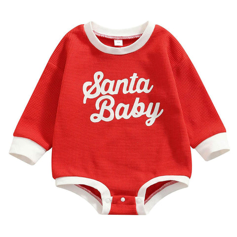 Xumplo Baby Girl Boy Christmas Romper My First Christmas Outfit Newborn Santa Baby Clothes Infant Long Sleeve Sweatshirt Fall Winter Onesie 0-3 M