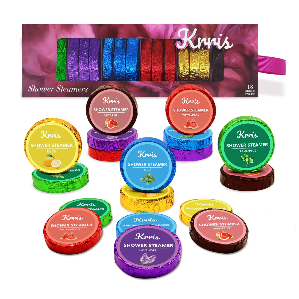 Krris 18 Pack Shower Steamers, Shower Bombs Aromatherapy Birthday Gifts for Women, Shower Steamer with Essential Oils-Mother's Day Gifts Shower Steamer Aromatherapy for Women and Men