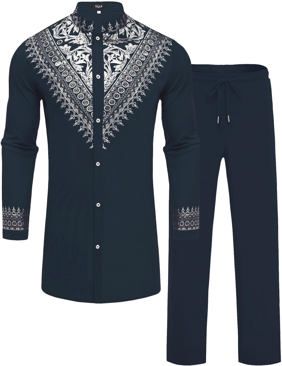 ZSJR Mens African 2 Piece Set Jalabiya Men Clergy Attire for Men Mens African 2 Piece White African Shirt for Men Red African Suits for Men Mens African Shirt White African Pants for Men