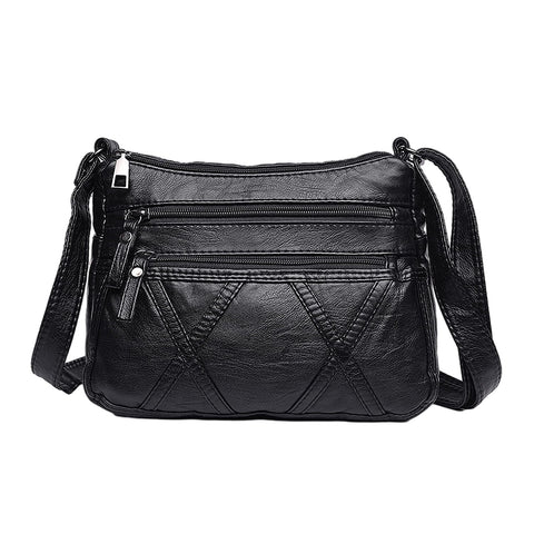 1 piece of black casual shoulder bag, portable storage tools, large-capacity messenger bag, multi-compartment leather bag, ladies adjustable bag, suitable for travel and shopping (26 * 8 * 19cm)