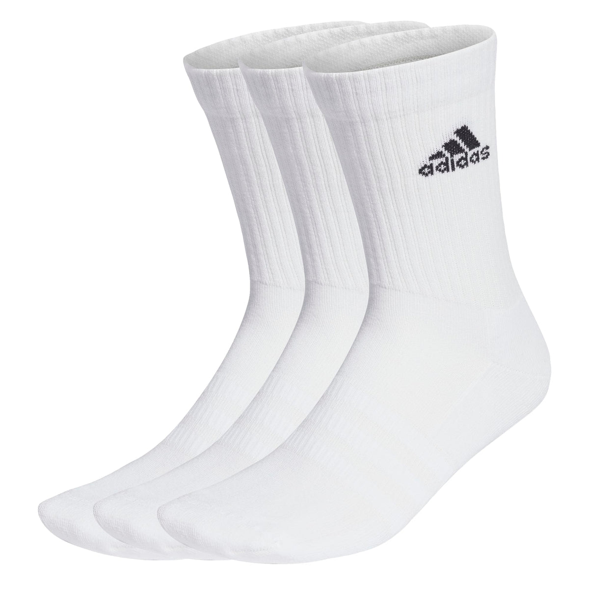 adidas Unisex Cushioned Crew Socks 3 Pairs, White / Black, 13-14.5