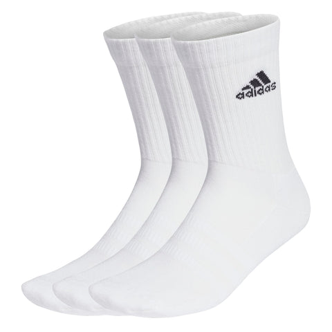 adidas Unisex Cushioned Crew Socks 3 Pairs, White / Black, 13-14.5