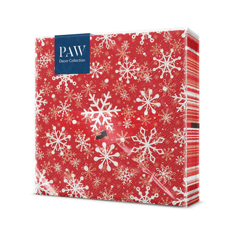 PAW - Napkins 3-Ply (33 x 33 cm) I 20 pcs I Perfect for Christmas, Winter, Holidays I Christmas Eve Table Decoration I Winter Paper Napkins - Snowflakes
