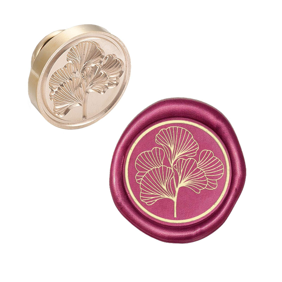 CRASPIRE Wax Seal Stamp Head Ginkgo Leaf Removable Sealing Brass Stamp Head for Creative Gift Envelopes Invitations Cards Decoration