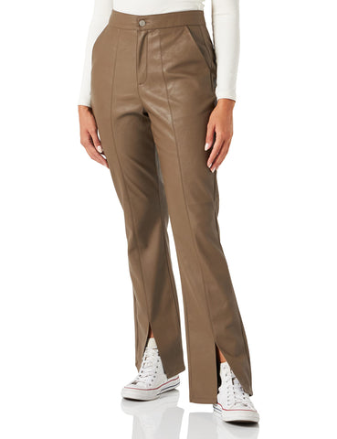 JJXX Women's Jxstella Slim Hw Faux Leather Pant Sn, Morel/Detail: Matte, M