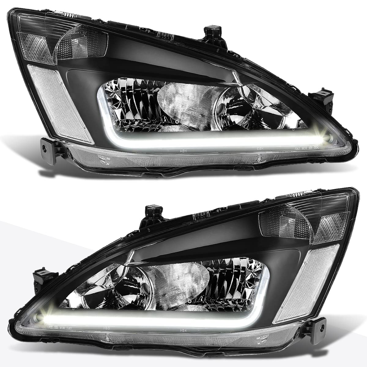 PM PERFORMOTOR PMHL-HACC-0307-LB-BC Black Housing/Clear Corner Headlights [Compatible with 03-07 Honda Accord]