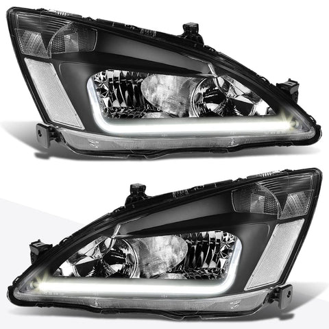 PM PERFORMOTOR PMHL-HACC-0307-LB-BC Black Housing/Clear Corner Headlights [Compatible with 03-07 Honda Accord]