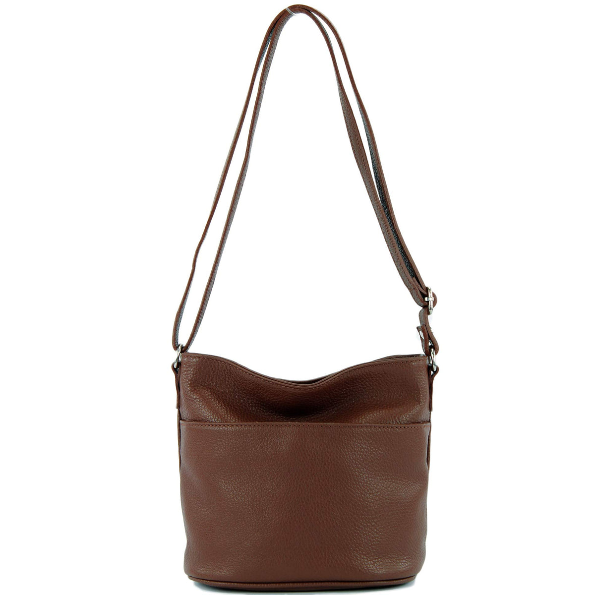 modamoda de - T196 - ital leather shoulder/shoulder bag, Colour:Chocolate Brown