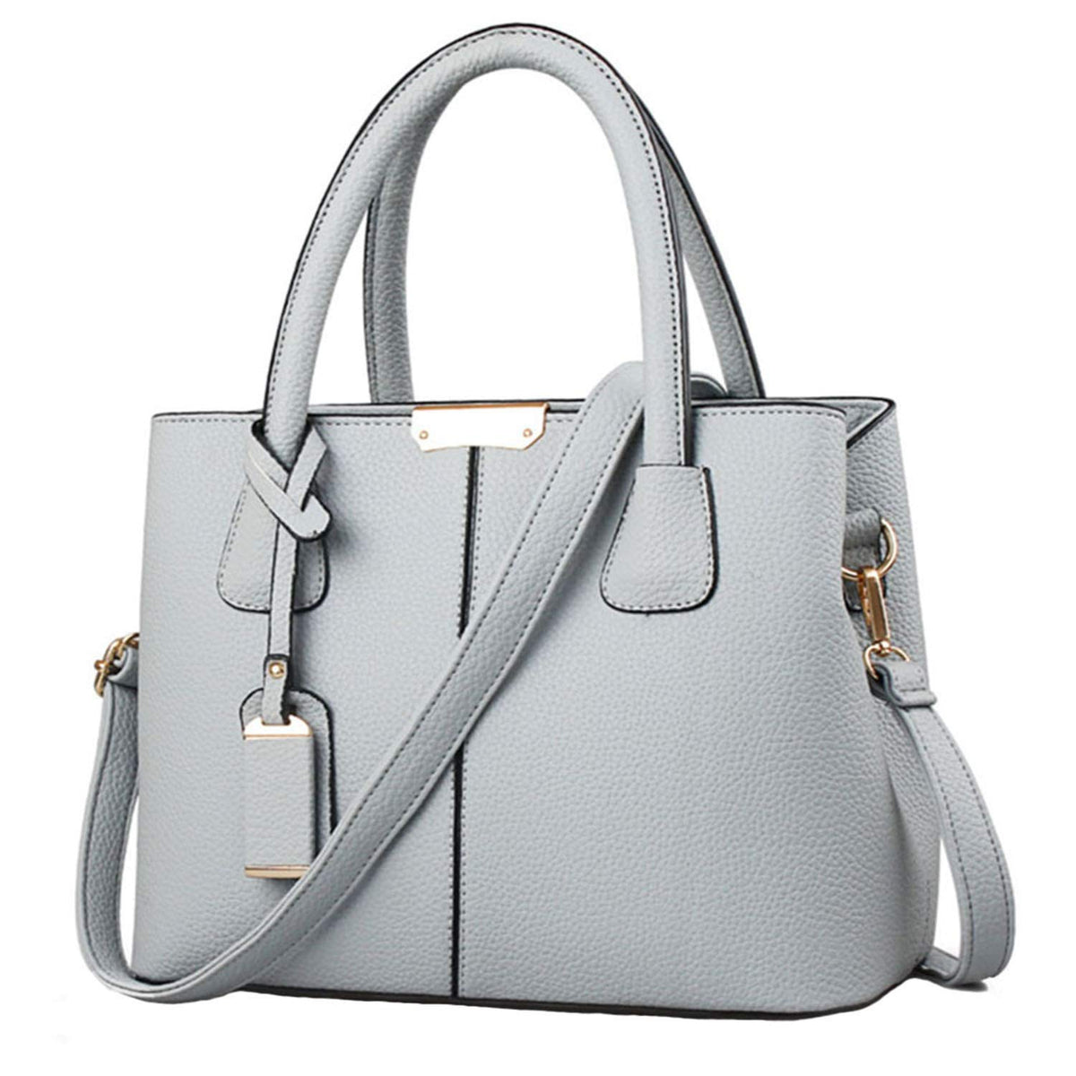 FiveloveTwo Women Classy Satchel Handbag Tote Purse Handle Bag Shoulder Bag Grey(Size: 3)