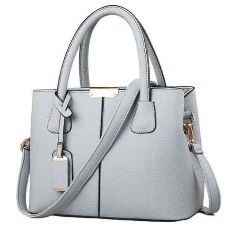 FiveloveTwo Women Classy Satchel Handbag Tote Purse Handle Bag Shoulder Bag Grey(Size: 3)