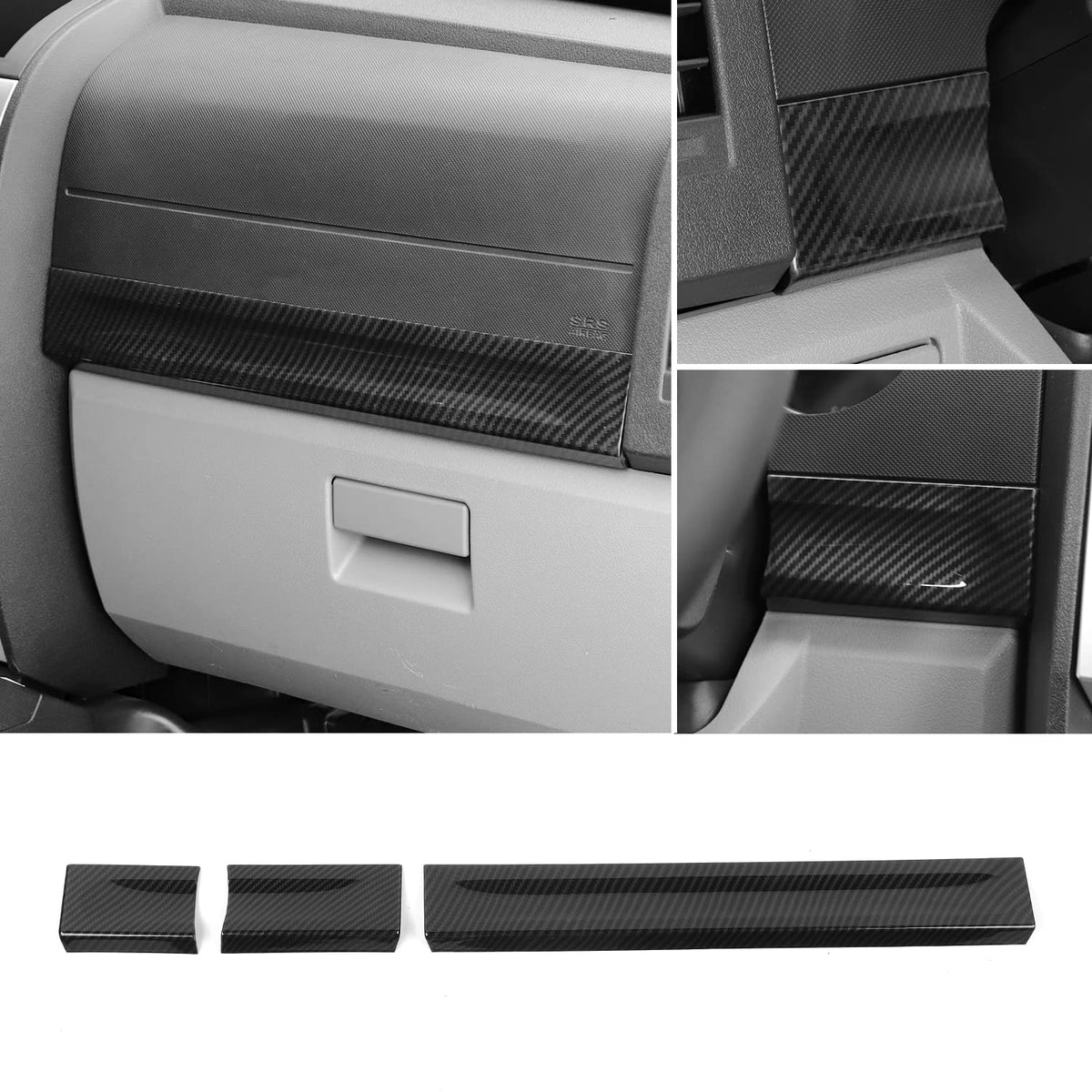 Jimen Compatible with 2007-2012 Dodge Nitro, 3PCS Central Console Dash Board Panel Frame Strip Cover Trim (Carbon Fiber)