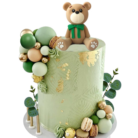 Bear Cake Toppers Bear Balls Cake Decorations with Stars Clouds Cake Toppers for Boy Girl Baby Shower Birthday Party Decorations (Green Bear Set)