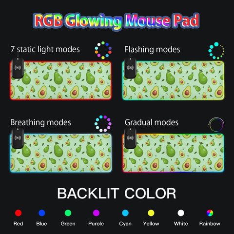 Avocados Wireless Charging Mouse Pad for Mobile Phone Extra Large Gaming Mousepad with 13 Lighting Modes Keyboard Mat for MacBook PC Laptop Desk Office Home Gaming