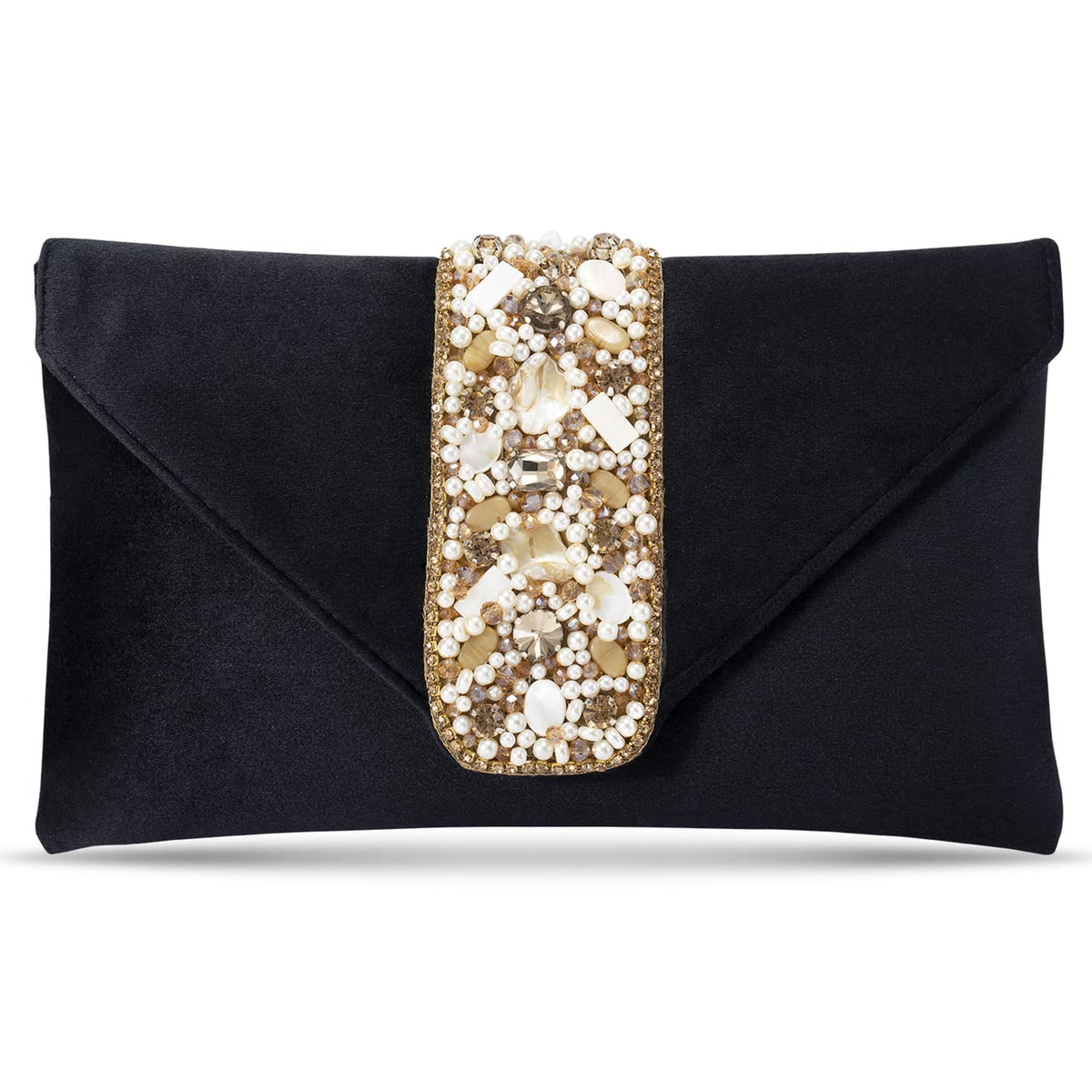 Aheli Indian Potli Bags for Women Evening Bag Clutch Ethnic Bride Purse with Drawstring (Black)