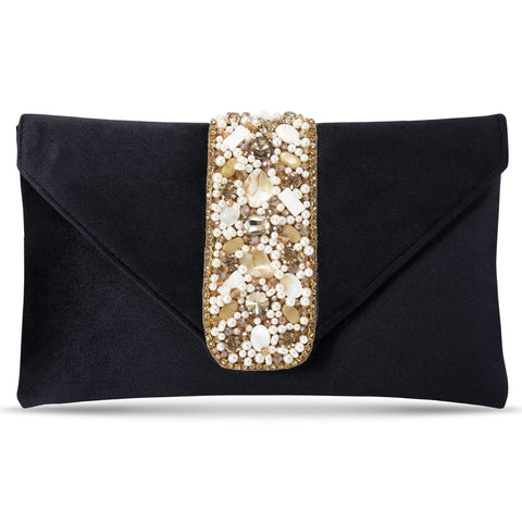 Aheli Indian Potli Bags for Women Evening Bag Clutch Ethnic Bride Purse with Drawstring (Black)
