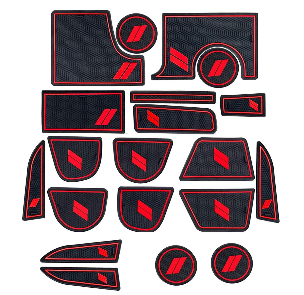 for Dodge Charger Accessories 2015-2022 Anti Dust Cup Holder Inserts, Door Pocket Liners, Center Console Liner Mats Premium Custom Interior 22pcs Set,Red Trim