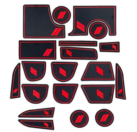 for Dodge Charger Accessories 2015-2022 Anti Dust Cup Holder Inserts, Door Pocket Liners, Center Console Liner Mats Premium Custom Interior 22pcs Set,Red Trim