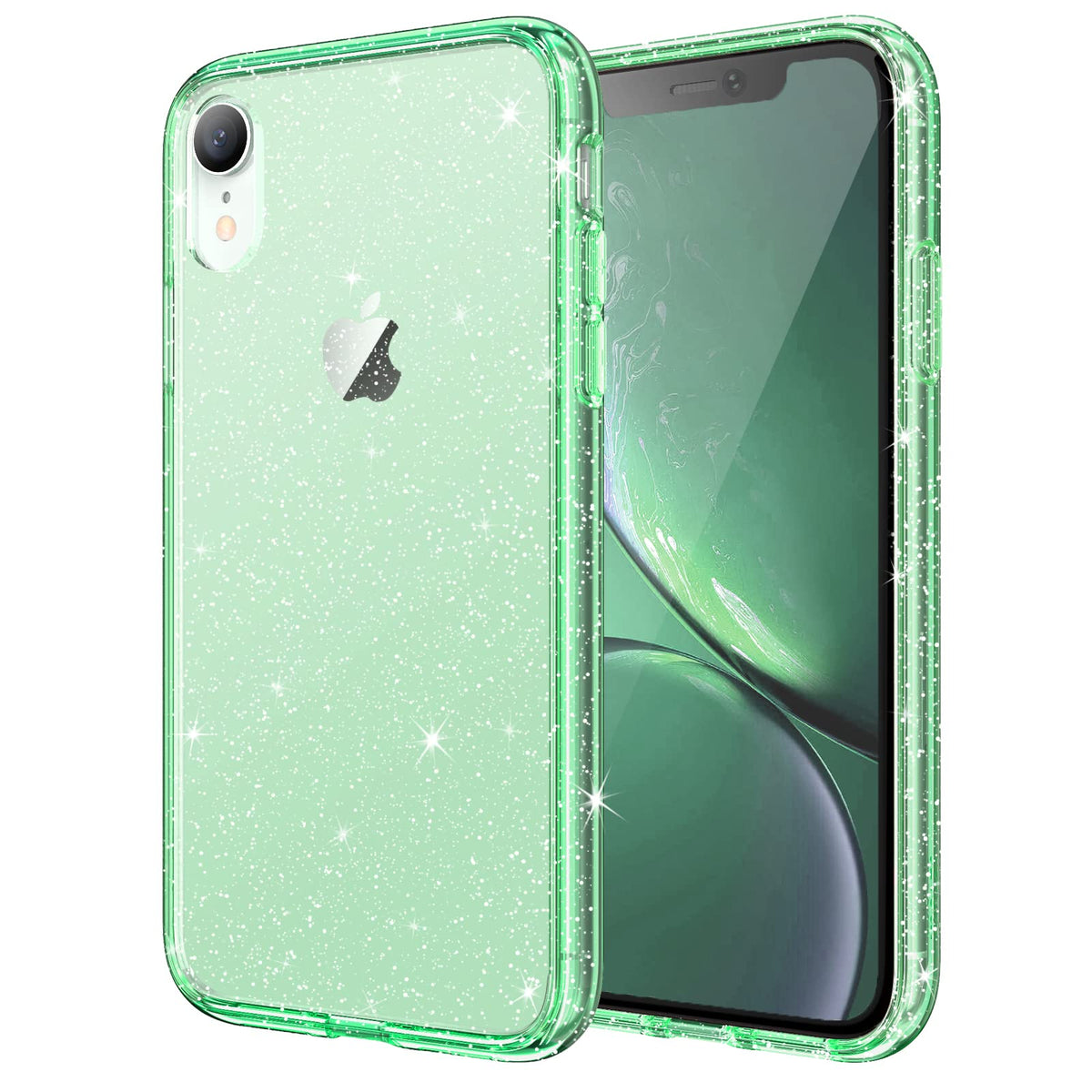 JETech Glitter Case for iPhone XR, 6.1-Inch, Bling Sparkle Shockproof Phone Bumper Cover, Cute Sparkly for Women and Girls (Green)