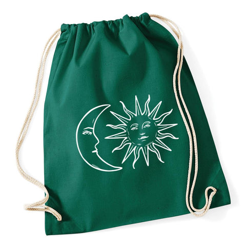 HippoWarehouse Moon and sun Drawstring Cotton School Gym Kid Bag Sack 37cm x 46cm, 12 litres