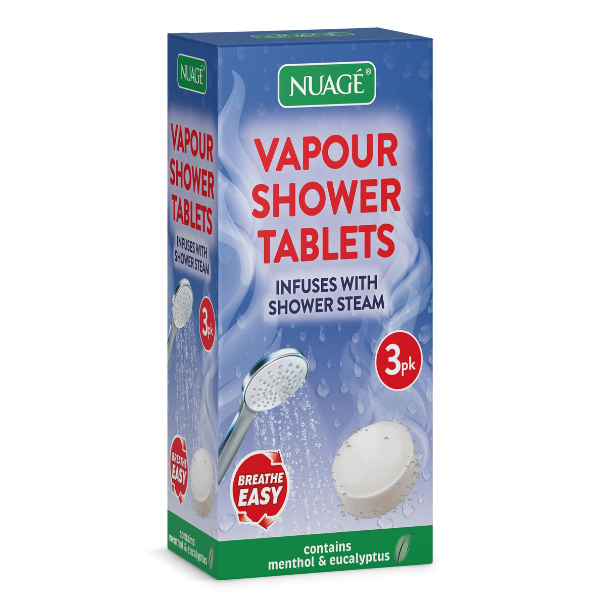 Nuage Vapour Shower Tablets - Breathe Easy with Every Shower | Contains Menthol & Eucalyptus Oil (3 Pack)