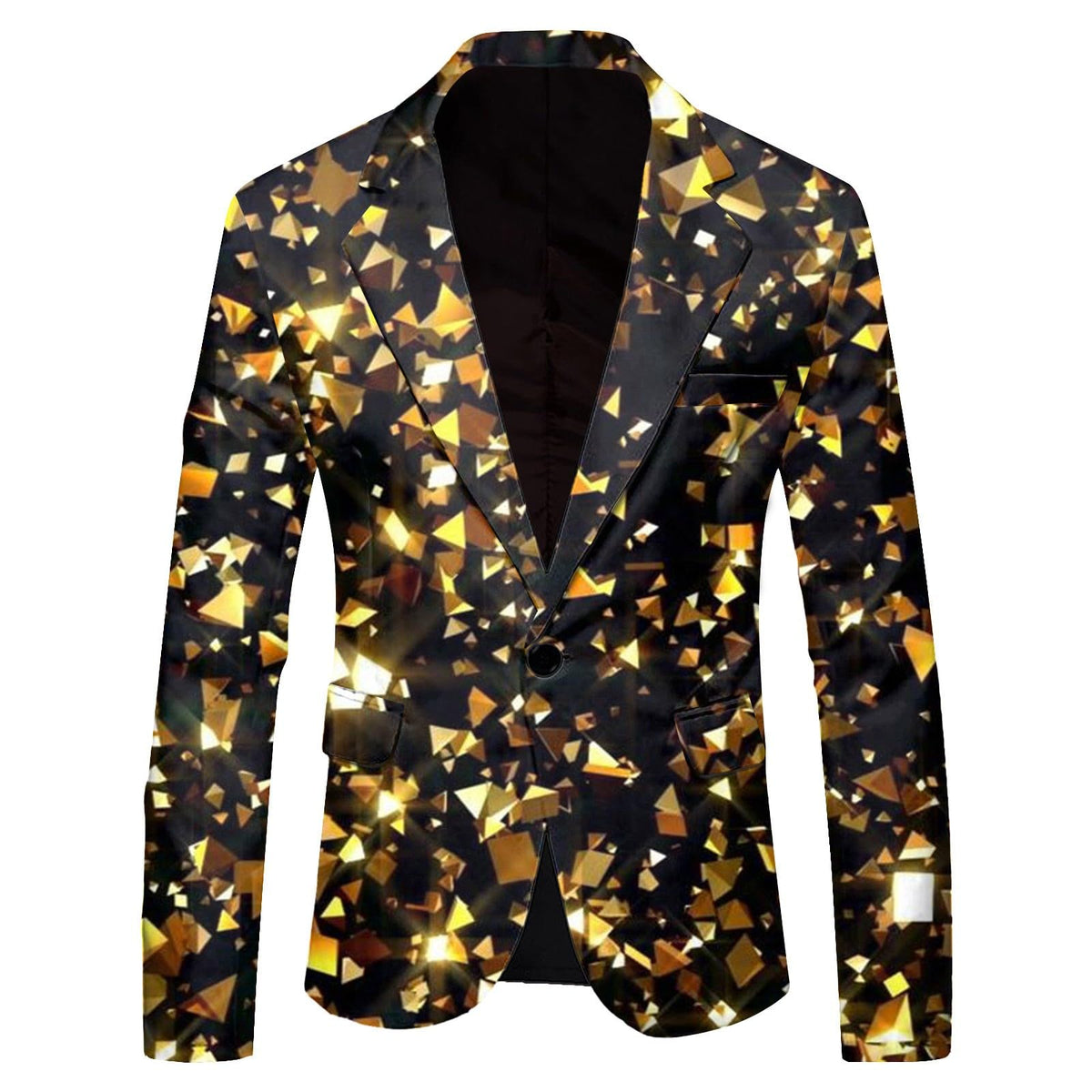 Custom Suit Jacket for Men Button Suit Jacket Large Size Fun Print Jacket Pocket Mens Business Mens Light Suit (Gold,Large)
