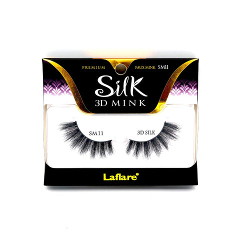 Laflare 3D SILK MINK Premium Faux Mink Eyelashes, Cat Eyes, Wispy, Fluffy, Soft as Mink, Multi-layered False Lashes (SM11)