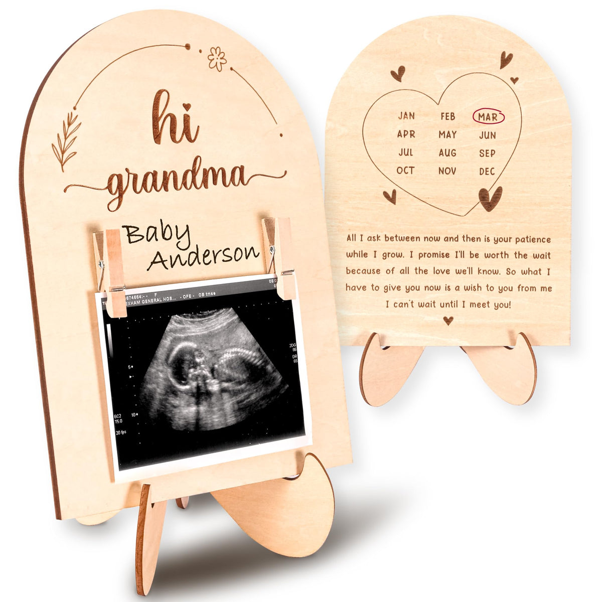 WOODAMORE Hi Grandma Pregnancy Announcement - Promoted To Grandma Baby Announcement Ultrasound Picture Frames, Baby Surprise Announcement Pregnancy Reveal Ideas, Sonogram Photo Frame Gifts