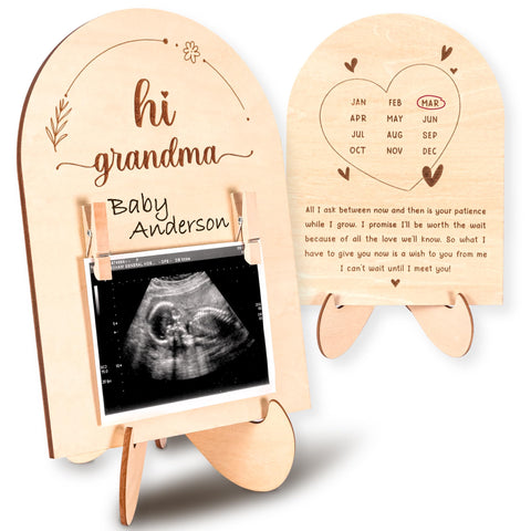 WOODAMORE Hi Grandma Pregnancy Announcement - Promoted To Grandma Baby Announcement Ultrasound Picture Frames, Baby Surprise Announcement Pregnancy Reveal Ideas, Sonogram Photo Frame Gifts