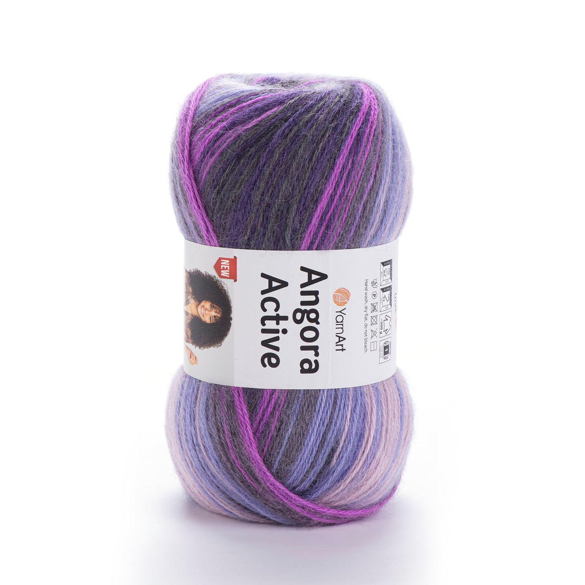1 Skein YarnArt Angora Active Knitting Yarn, 25% Mohair 75% Acrylic, 100 g (3.5 oz), 500 m (546 yd), Yarn Weight 0: Lace, Variegated - 847