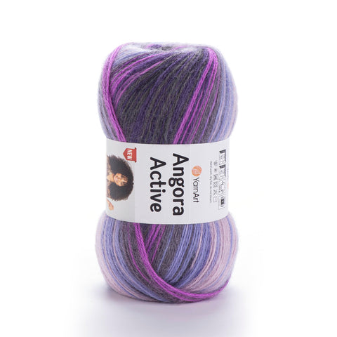 1 Skein YarnArt Angora Active Knitting Yarn, 25% Mohair 75% Acrylic, 100 g (3.5 oz), 500 m (546 yd), Yarn Weight 0: Lace, Variegated - 847
